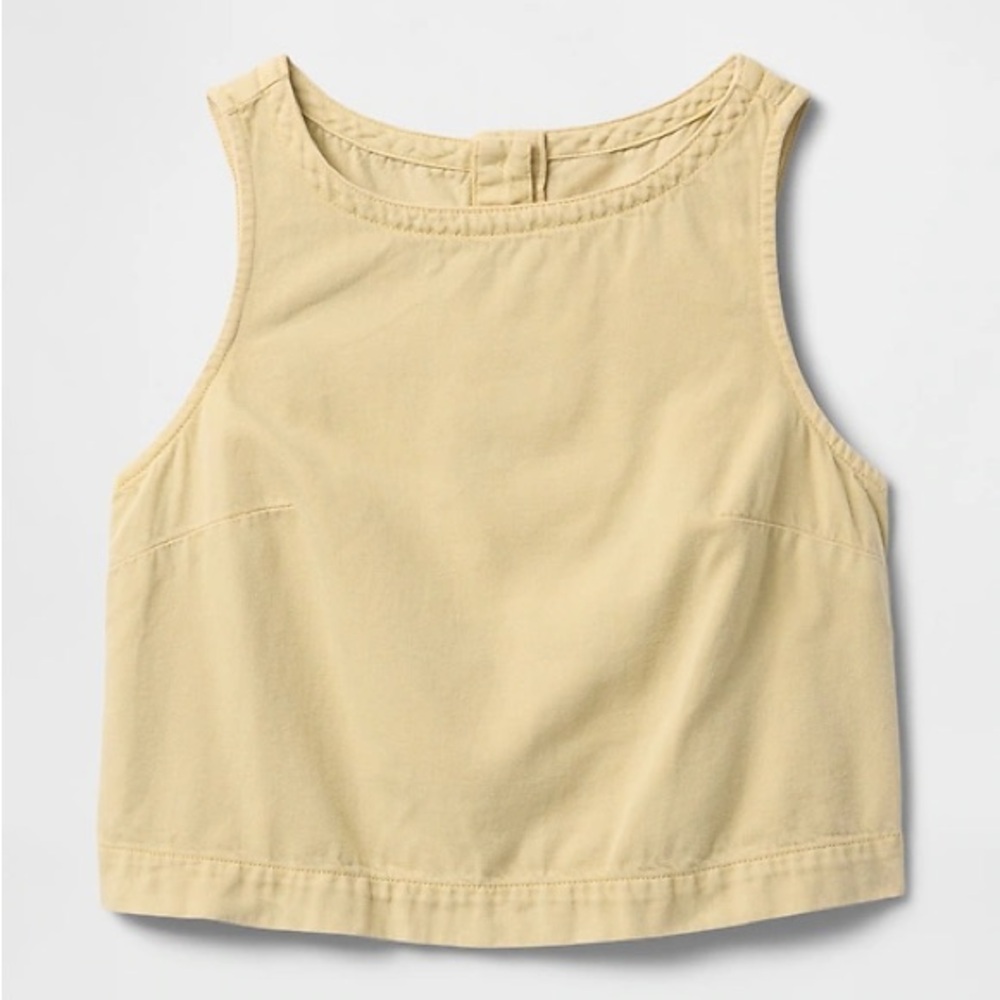 UltraSoft Denim Shell Tank Top | Straw Yellow | Size M | NWT | GAP